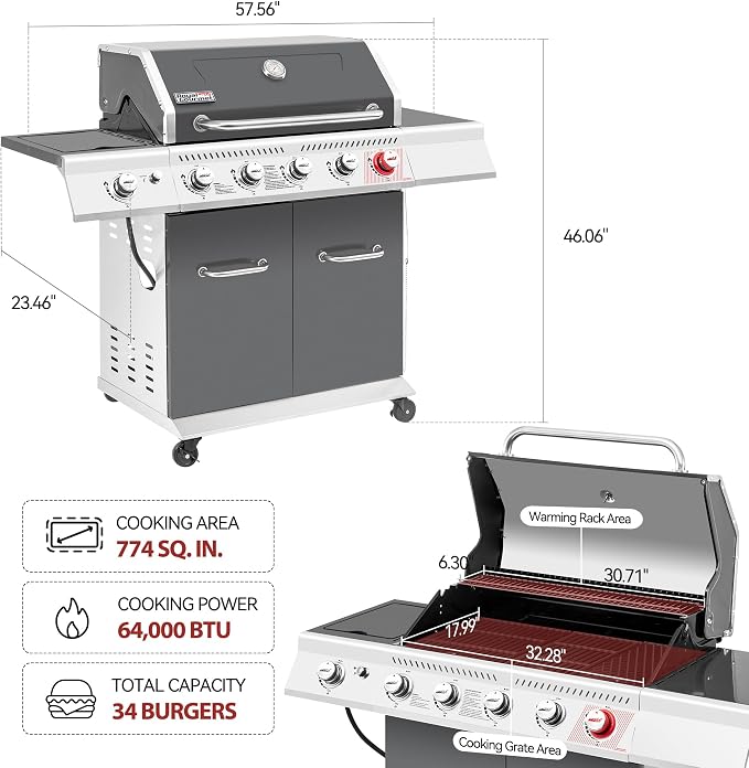 Royal Gourmet GA5404G 5-Burner Propane Gas Grill - Image 3