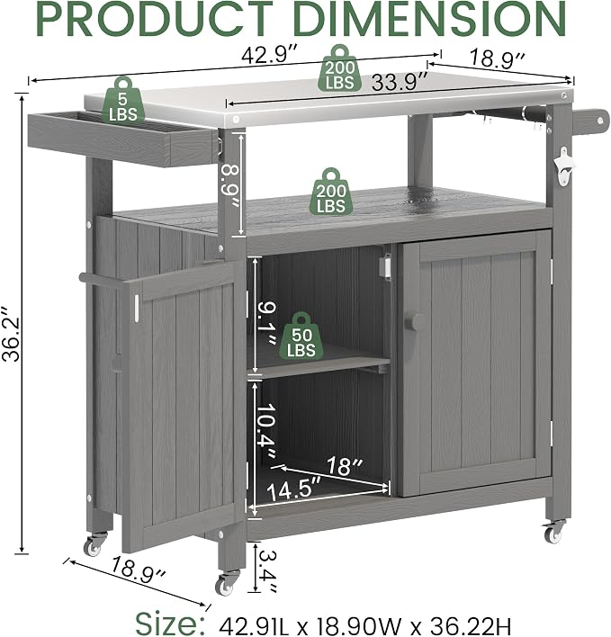 Weatherproof HIPS Outdoor Kitchen Island - Image 6
