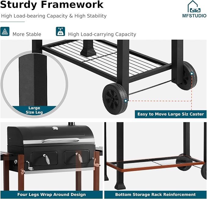 MFSTUDIO Multifunctional Extra Large 49 Inch BBQ Charcoal Grills - Image 6