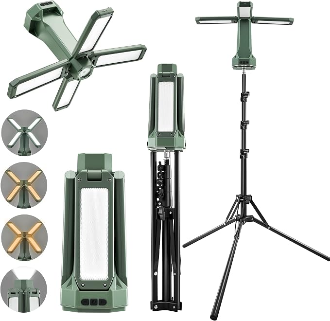 Portable Camping Light with Stand 67'' Rechargeable Work Light by Unknown