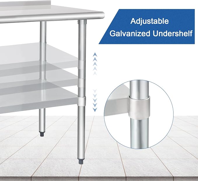 HARDURA Stainless Steel Table Prep & Work Table 24 x 72 Inches NSF Heavy Duty - Image 3