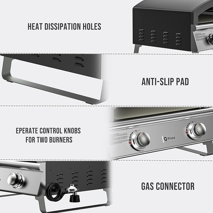 Outdoor 2-Burner Gas Pizza Oven, Versatile Grill Stove - Image 4