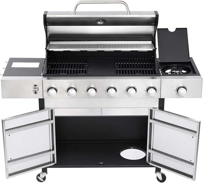 6-Burner Gas Grill with Side Burner, 65850 BTU Outdoor BBQ Grill, 620 sq in - Image 3