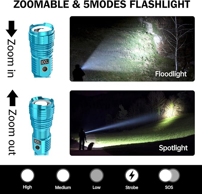 Flashlights High Lumens Rechargeable, LED Super Bright Flash Light Long Beam - Image 2