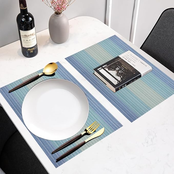 PIGCHCY Placemat, Washable Woven Non-Slip Insulation Durable Placemat Vinyl - Image 4