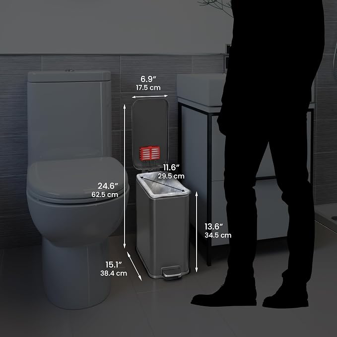 iTouchless SoftStep 3 Gallon Slim Bathroom Trash Can - Image 6