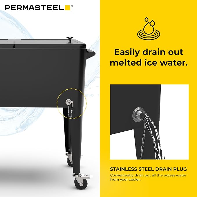 Permasteel 80 Quart Party Cooler, Rolling Ice Chest - Image 6