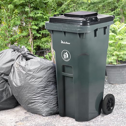 32 Gallon Trash Can with Wheels Outdoor Trash Can with Wheels and Lid - Image 6
