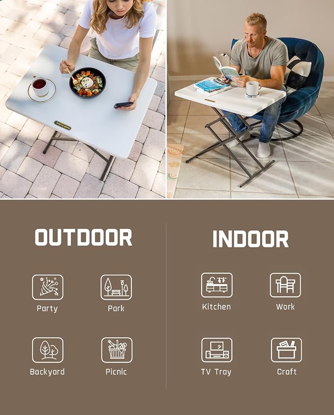 FanttikOutdoor 28 inch Small Folding Table, One-Hand Height Adjustment - Image 9