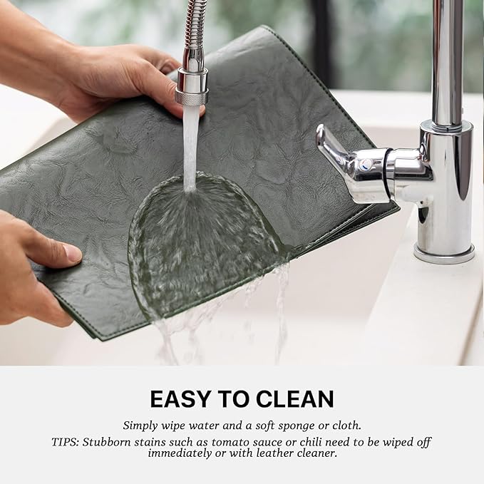 Faux Leather Placemats Set of 8 Vinyl Washable Wipeable Table Mats - Image 3
