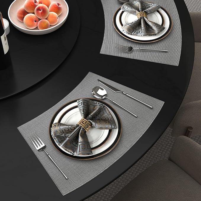 Faux Leather Placemats for Round Table, Waterproof Oil-Proof Wipeable - Image 3