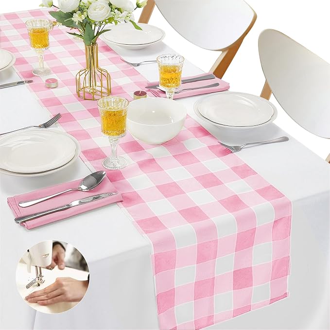 Fabric Checkered Table Runner 12 Pack Waterproof Gingham Table Runner 14W x by Cupuamon