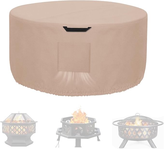 Kovshuiwe Round Fire Pit Cover-600D Fabric Waterproof and Resistant Material by Kovshuiwe