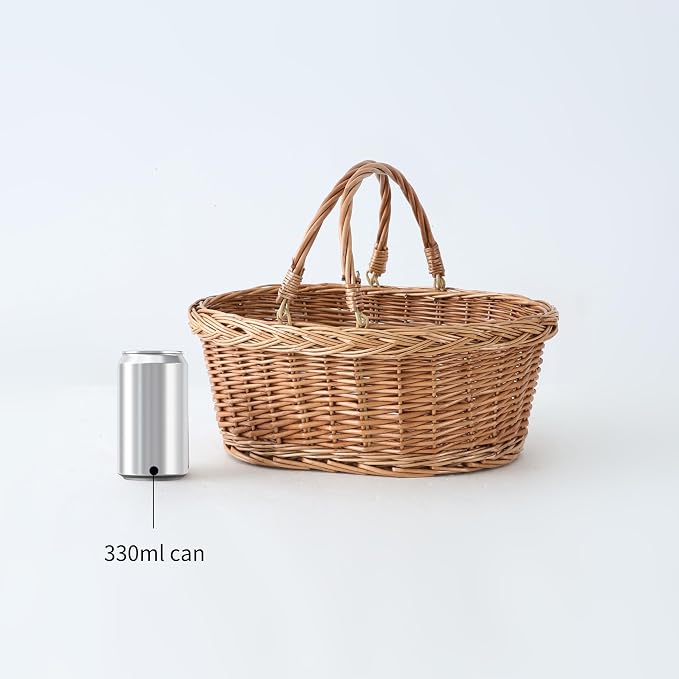 Wicker Picnic Basket with Handles, Handwoven Gift Basket, Shopping Basket - Image 8