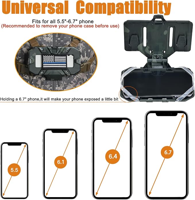 Tactical Plate Carrier Phone Mount, Universal Molle Phone Holder, Tactical - Image 3