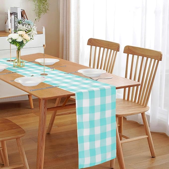 Fabric Checkered Table Runner 6 Pack Waterproof Gingham Table Runner 14W x 108L - Image 6
