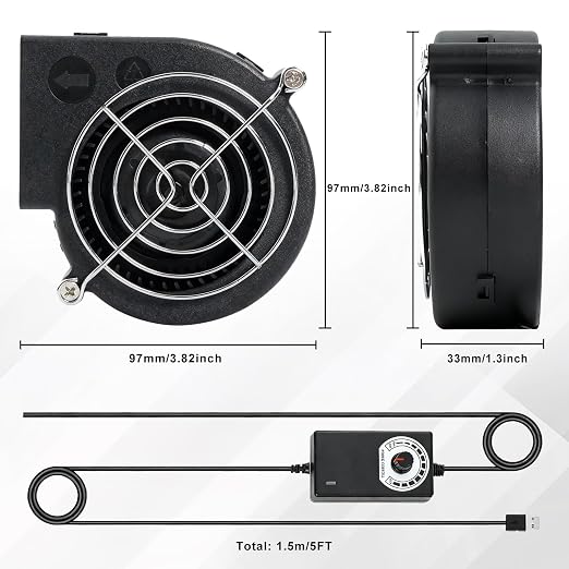 KUNRISE BBQ 97mm × 33mm Blower Fan, High Airflow 110V 120V Variable Speed - Image 6
