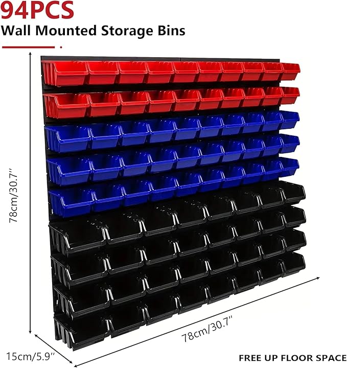 94 Pcs Wall Mounted Storage Bins, Garage Organizer System - Image 2