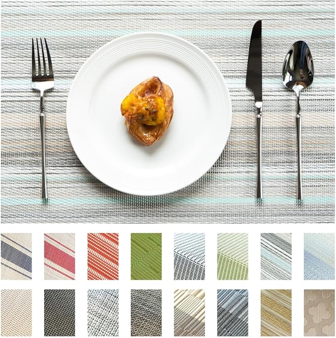 Placemats Set of 12 Vinyl/Plastic Woven Place Mats by Unknown