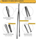Tongs Set of 2, 16-Inch Black Stainless Steel Grilling Tweezers