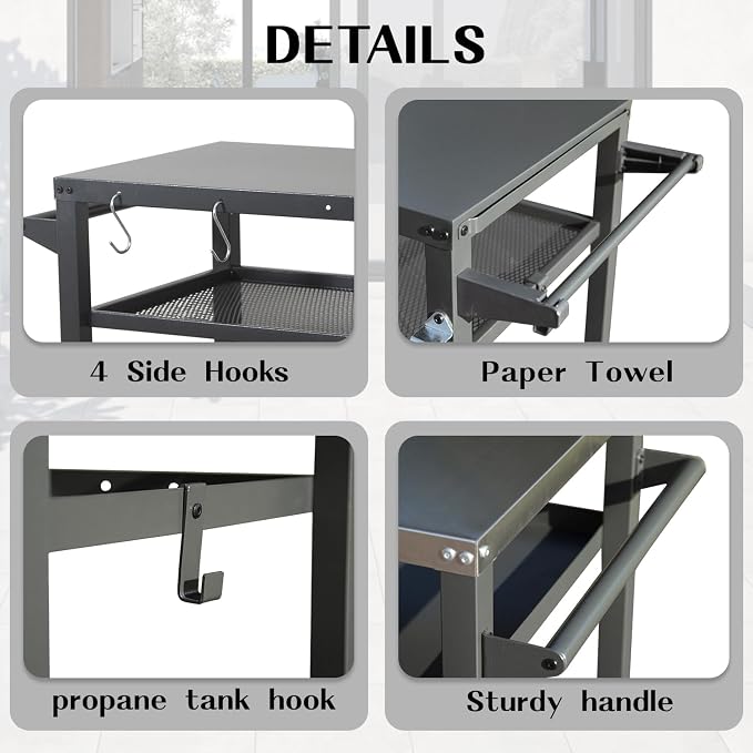 Domi 3-Tier Outdoor BBQ Grill Cart - Image 8