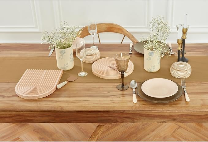 Solino Home Linen Camel Hemstitch Table Runner 48 Inches - Image 3