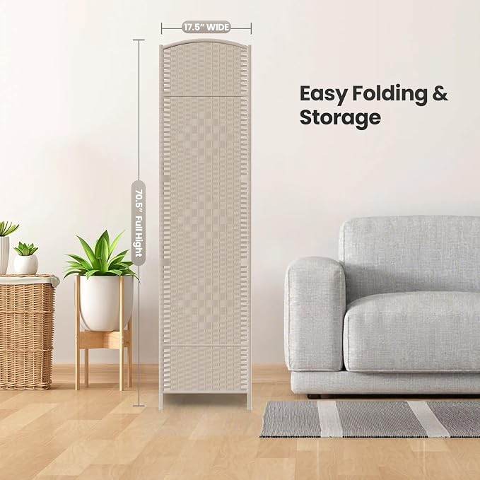 4 Panel Room Divider, 6Ft Folding Privacy Screen, Tall - Image 7