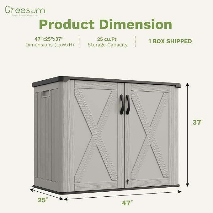 Greesum Outdoor Storage Cabinet, 25 Cu.Ft Deck Box Without Shelves, Waterproof - Image 4
