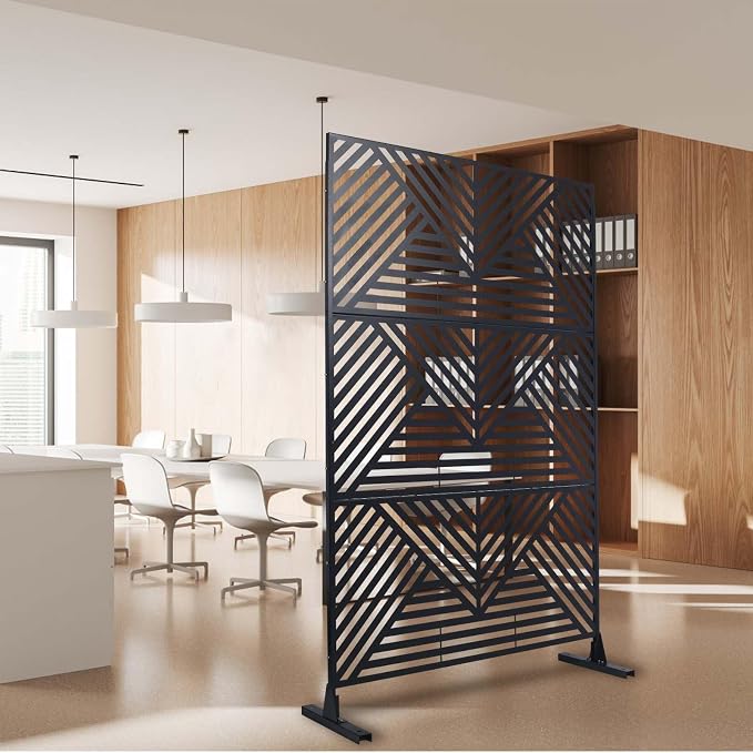 Outdoor Privacy Screen with Geometric Design – Metal Decorative Panel, - Image 2