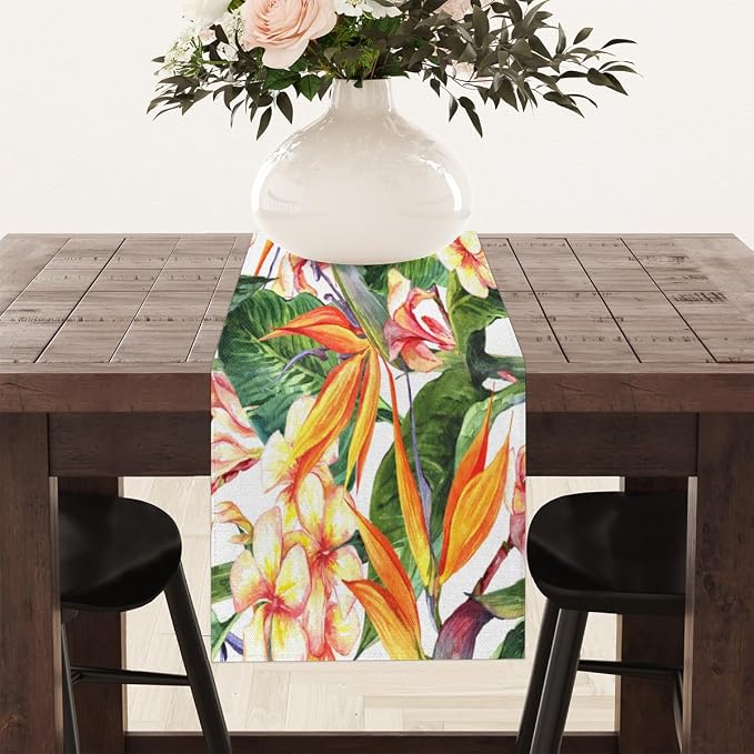 Tropical Exotic Flowers Bird Paradise Table Runner Kitchen Dining Table Runner - Image 8