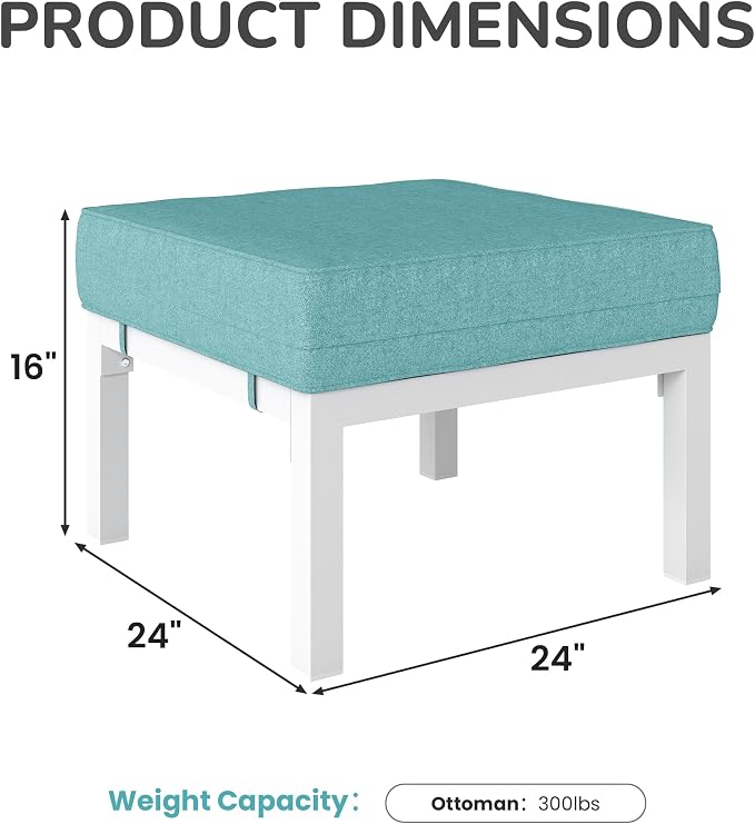 Solaste Outdoor Footstools Patio Ottoman Set of 2, Aluminum All-Weather Outdoor - Image 3