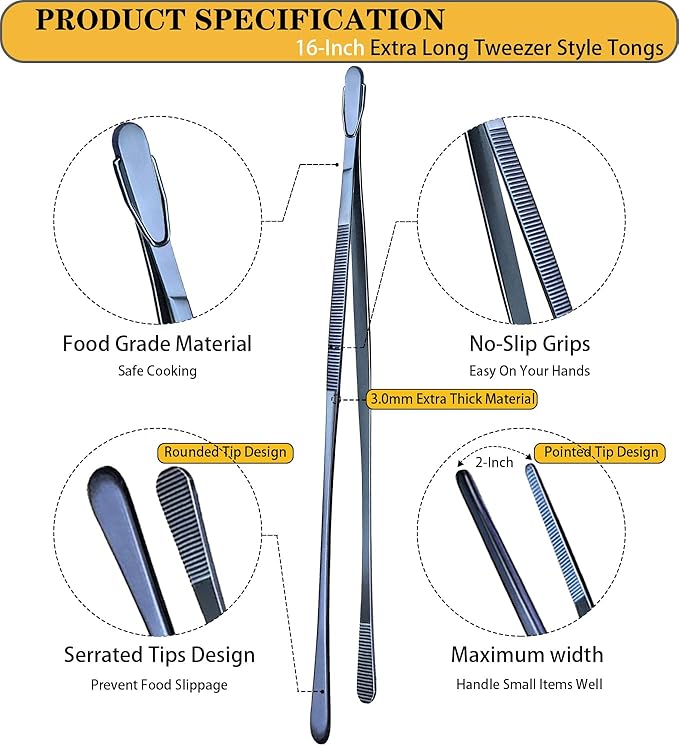 Tongs 16-Inch Stainless Steel 2-Pack in Navy Blue