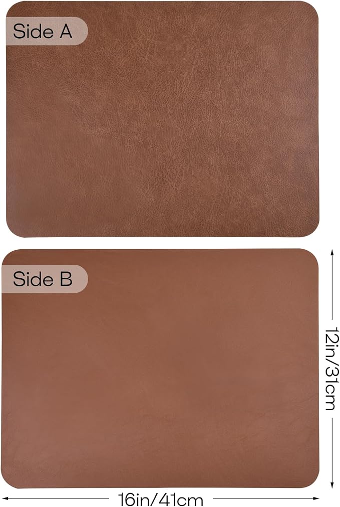PU Leather Placemats Set of 6 Table Mats Heat Resistant Kitchen Place Mats - Image 2
