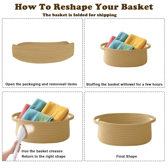 3 Pack Gift Basket with Gift Bag and Ribbons, Small Rope Woven Shelf Storage - Image 8