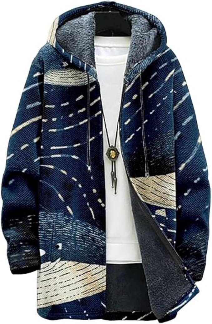 Men's Hooded Sweater Coat Knit Fleece Lined Long Cardigan Jacket by Unknown