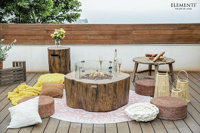 Elementi | Bundle Manchester Gas Fire Pit Cast Concrete Semi-Round Fire Table - Image 5