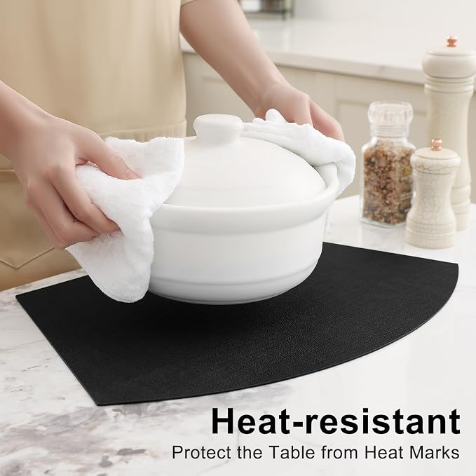 Homaxy Round Table Placemats Set of 6, Washable Wedge Shaped Faux Leather Table - Image 2