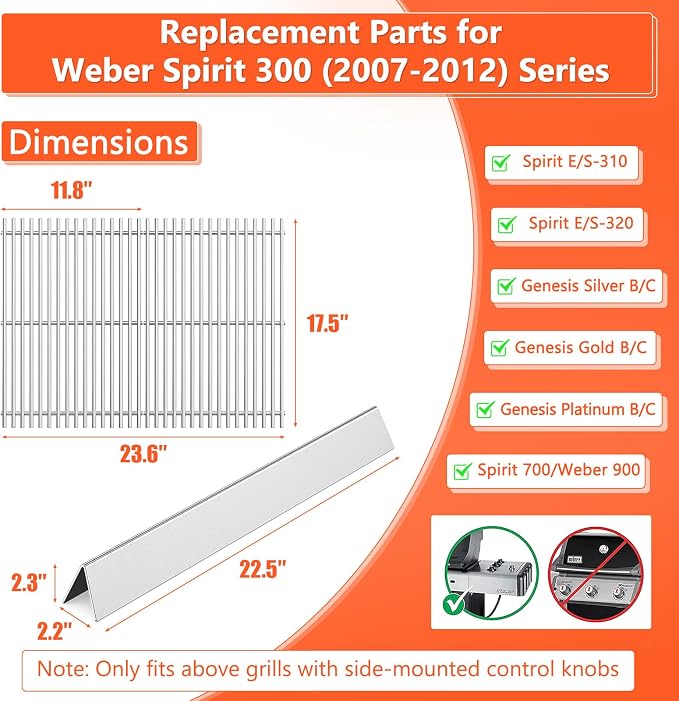 Grill Parts for Weber Genesis Silver B/C, Spirit 300/700, Weber 900, Genesis - Image 2
