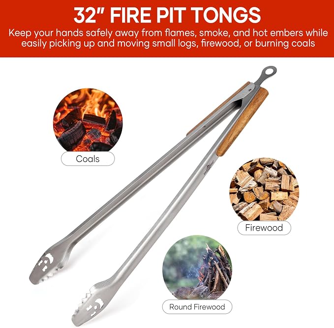 Fire Pit Tongs 32-inch Super Long - Image 2