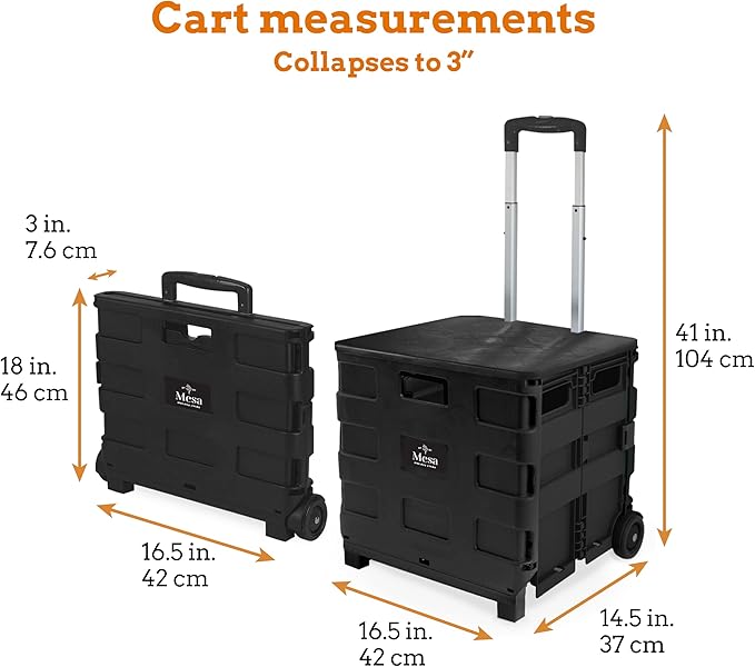 Inspired Living Collapsible Ultra-Slim Pack-N-Roll, 2 Wheel Utility Cart w/Lid - Image 2