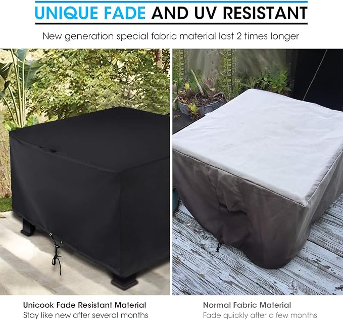Unicook Square Fire Pit Cover 38 Inch, Heavy Duty Waterproof Fire Table Cover - Image 2