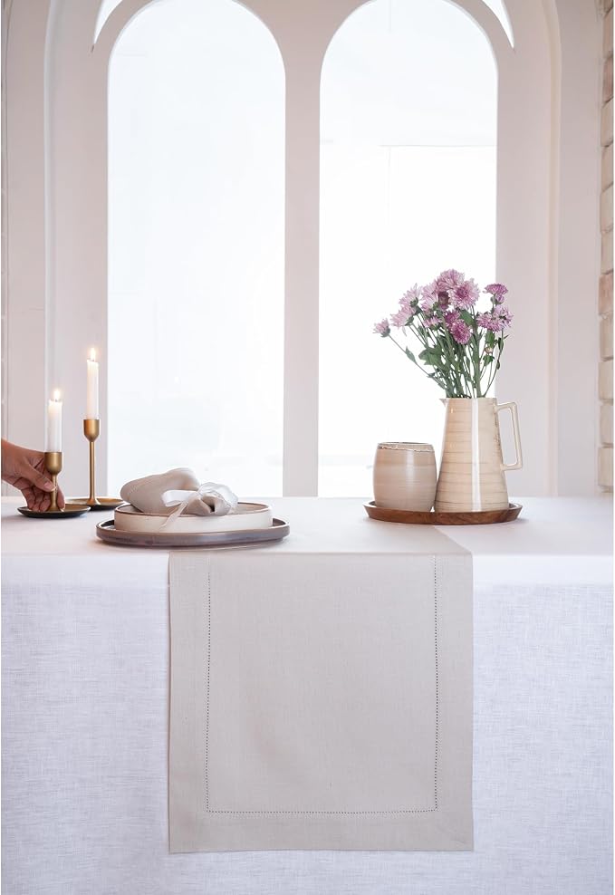 D'Moksha Homes Linen Silver Grey Table Runner 60 Inches - Image 2