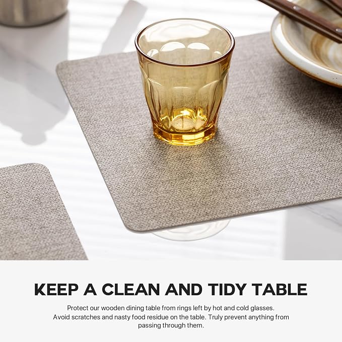 Faux Leather Placemats Set of 4 Vinyl Washable Wipeable Table Mats - Image 5