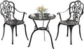 Patio Bistro Set of 2, Cast Aluminum, Outdoor Set w/Umbrella Hole, 3 Piece by Embraceartofoutdoorliving