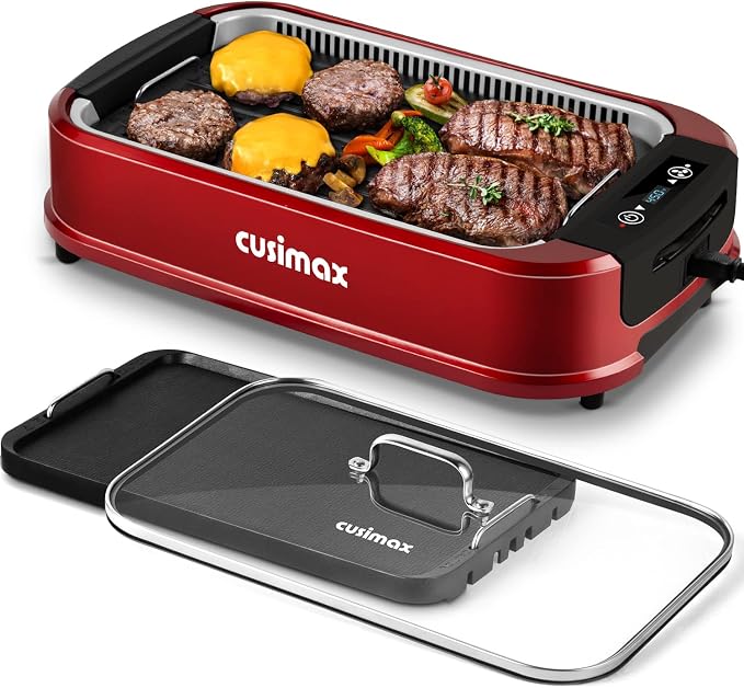 Indoor Grill, CUSIMAX Smokeless Grill Indoor, Electric Griddle, 1500W Korean by CUSIMAX