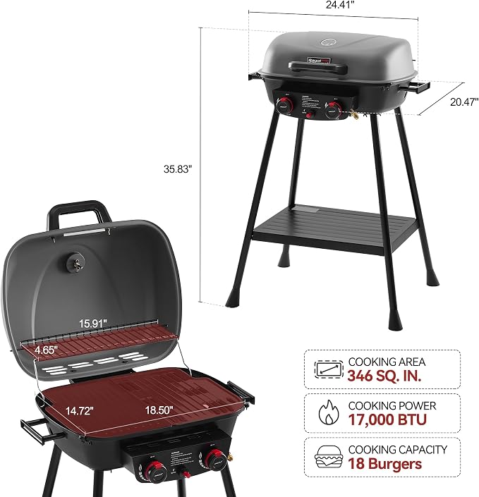 Royal Gourmet GT2003 Portable 2 Burner Propane Gas Grill - Image 3