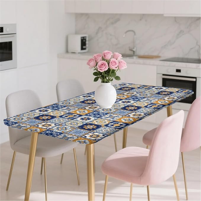 Rectangle Table Cloth Cover Waterproof Elastic Fitted Polyester Fitted - Image 7