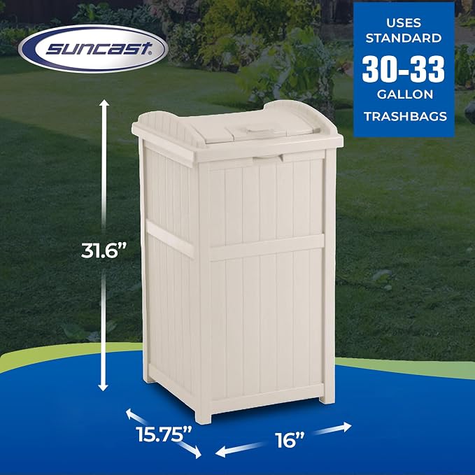 Suncast 2 Pack 15.75" x 16" x 31.6" Trash Hideaway 33 Gallon Resin Outdoor - Image 3