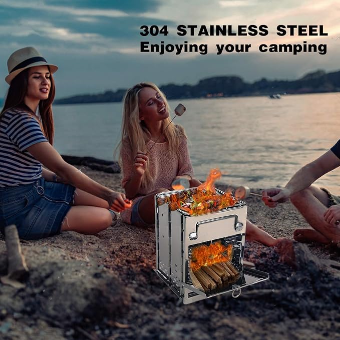 REDCAMP Camping Wood Burning Stove, Stainless Steel Compact Portable Foldable - Image 3