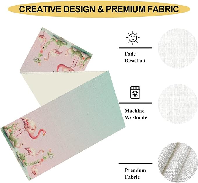 Flamingo Table Runner, Teal Pink Flamingo Family - Image 5